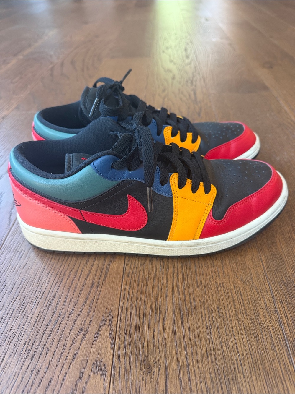 Nike Air Jordan Multicolor Low-Top Sneakers - Black, Red, Yellow & Teal